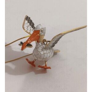 Cloisonne Pelican with Fish In Mouth Hanging Ornament, Enamel on Copper